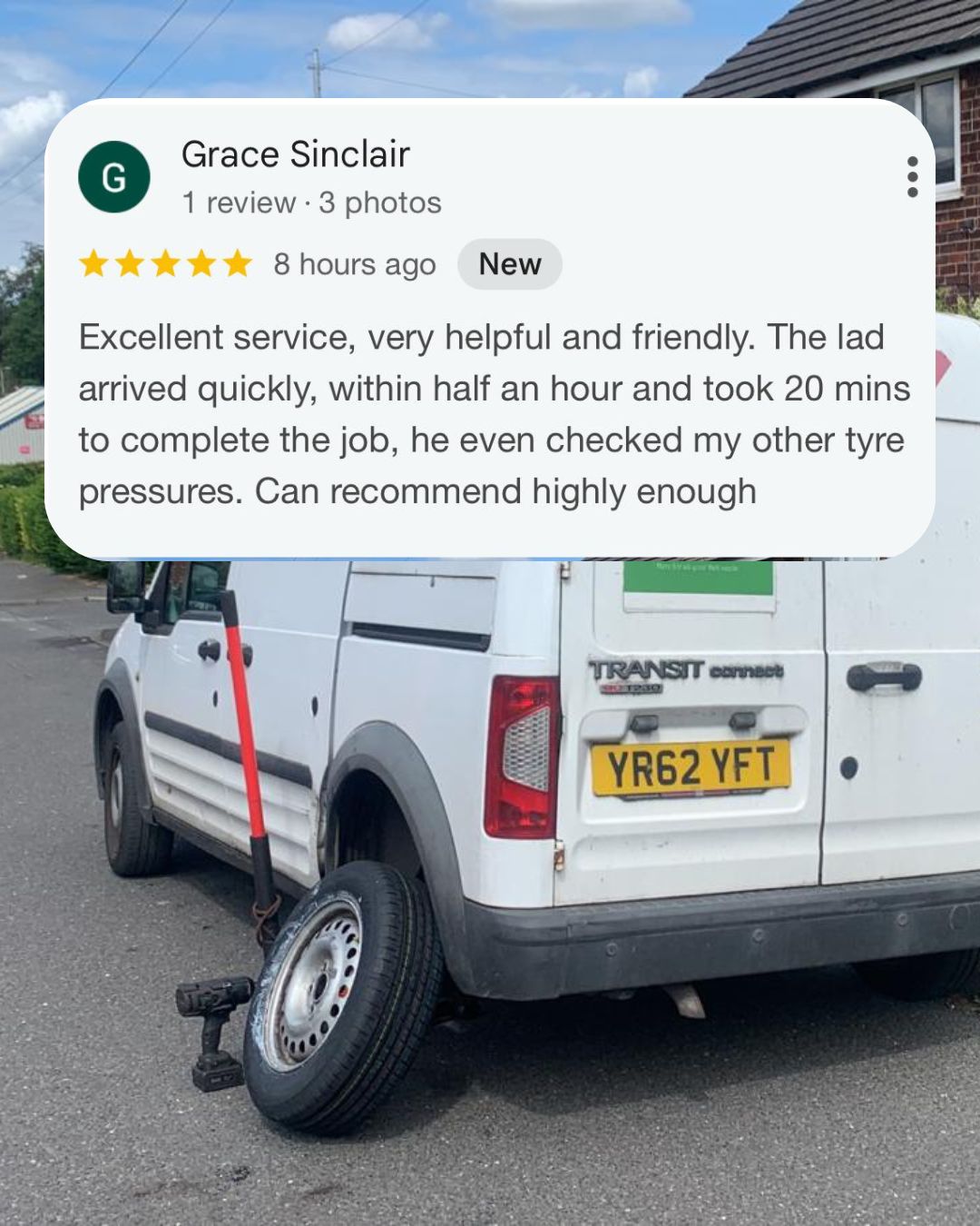 Completed mobile tyre fitting job, Bolton